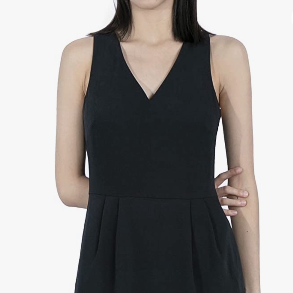 Black V-Neck Sleeveless Backless Bowknot Dress A Line Fit and Flare Flowy - Picture 2 of 11